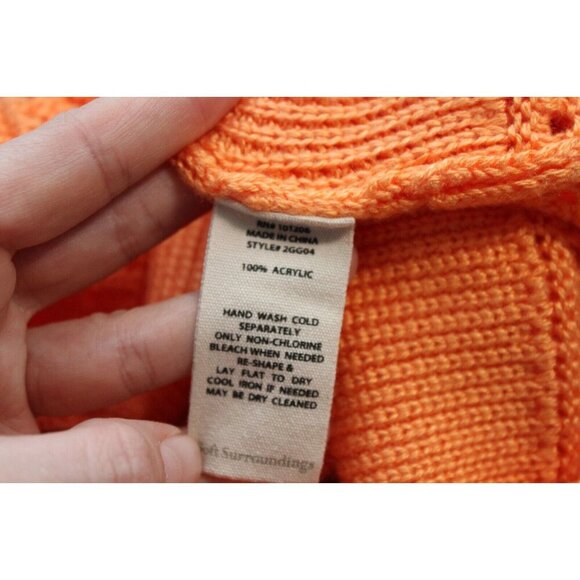 Soft Surroundings Sleeveless Sweater Large Pastel Orange Crochet Knit Boho Beach - Picture 11 of 11